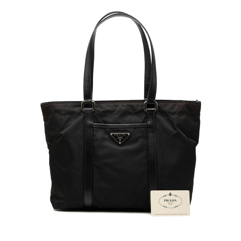 Prada Tote Black Nylon Leather — view 6