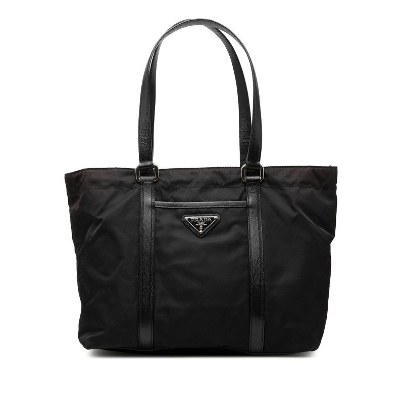 Prada Tote Black Nylon Leather