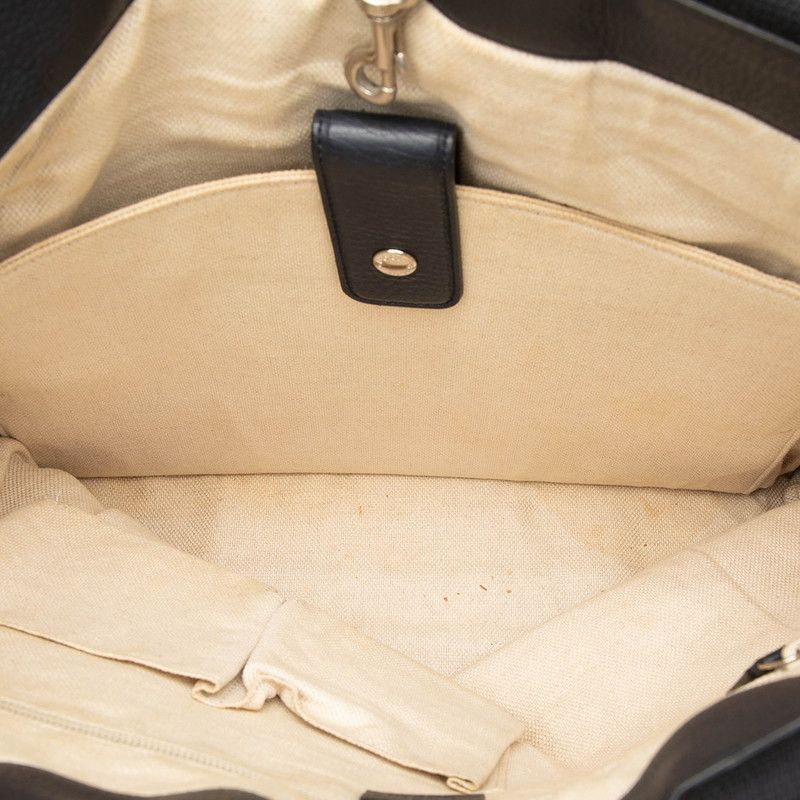 Gucci Tote Navy Brown Leather Canvas — view 4