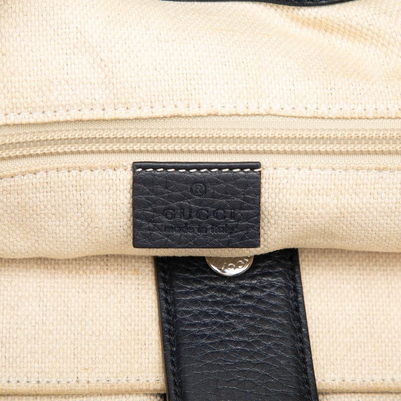 Gucci Tote Navy Brown Leather Canvas — view 5