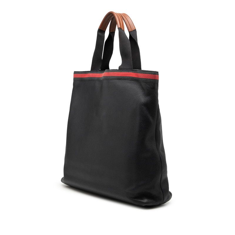 Gucci Tote Navy Brown Leather Canvas — view 2