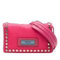 Prada Studs Crossbody Shoulder Bag Pink Nylon Leather