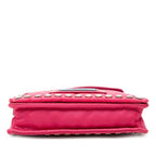 Prada Studs Crossbody Shoulder Bag Pink Nylon Leather — view 3