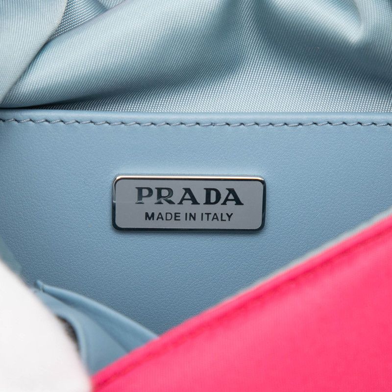 Prada Studs Crossbody Shoulder Bag Pink Nylon Leather — view 5