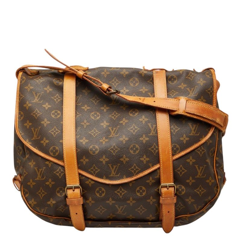 Louis Vuitton Monogram Saumur 43 Crossbody Shoulder Bag Brown Leather
