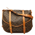 Louis Vuitton Monogram Saumur 43 Crossbody Shoulder Bag Brown Leather
