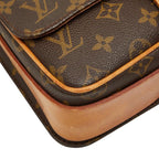 Louis Vuitton Monogram Cartouchiere MM Crossbody Shoulder Bag Brown Leather — view 5