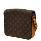 Louis Vuitton Monogram Cartouchiere MM Crossbody Shoulder Bag Brown Leather — view 2