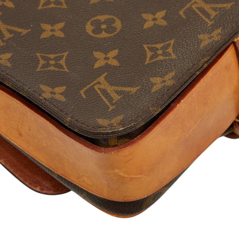 Louis Vuitton Monogram Cartouchiere MM Crossbody Shoulder Bag Brown Leather — view 7