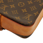 Louis Vuitton Monogram Cartouchiere MM Crossbody Shoulder Bag Brown Leather — view 6