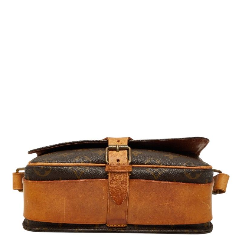 Louis Vuitton Monogram Cartouchiere MM Crossbody Shoulder Bag Brown Leather — view 3