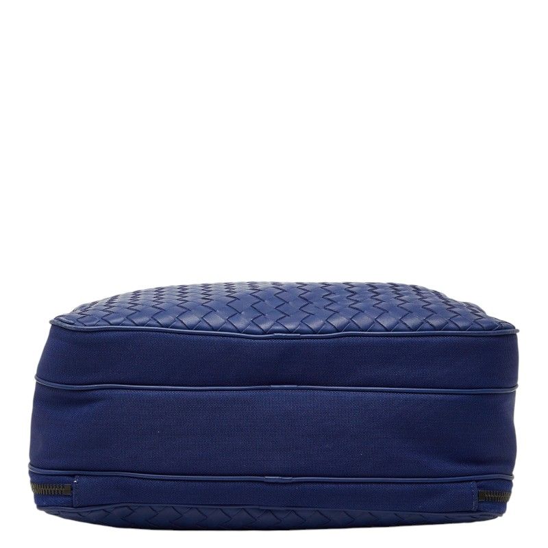 Bottega Veneta Intrecciato Shoulder Bag Blue Canvas Leather — view 3