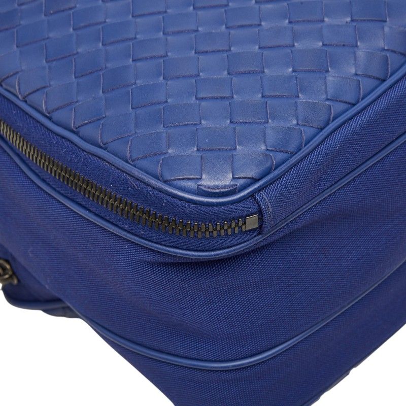 Bottega Veneta Intrecciato Shoulder Bag Blue Canvas Leather — view 7