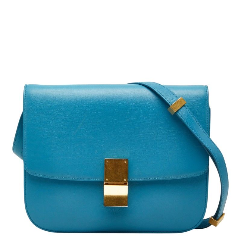 Celine Classic Box Shoulder Bag Light Blue Leather
