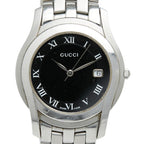 Gucci Roman Index Watch Black Silver Stainless Steel