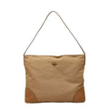 Prada Shoulder Bag Beige Canvas Leather