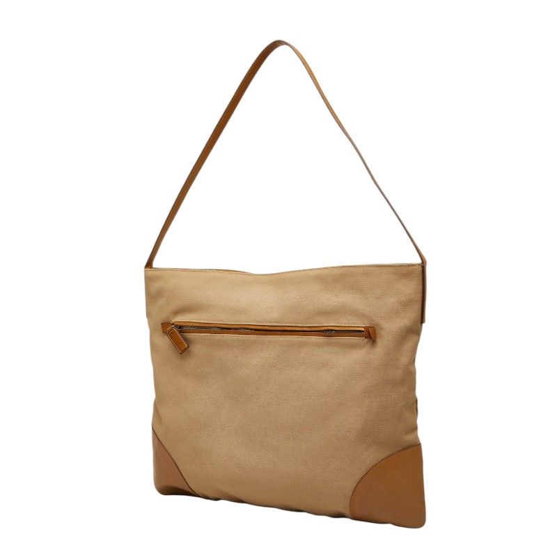Prada Shoulder Bag Beige Canvas Leather — view 2