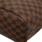 Louis Vuitton Damier Neverfull MM Tote Shoulder Bag Brown Rose Velours Leather — view 6