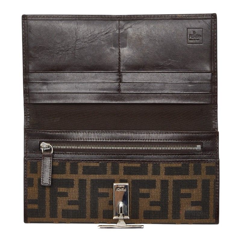 Fendi Zucca Wallet Brown Canvas Leather — view 6