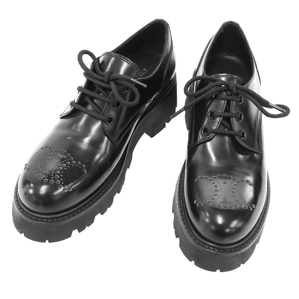 Celine Triomphe Leather Derby Shoes BE Black
