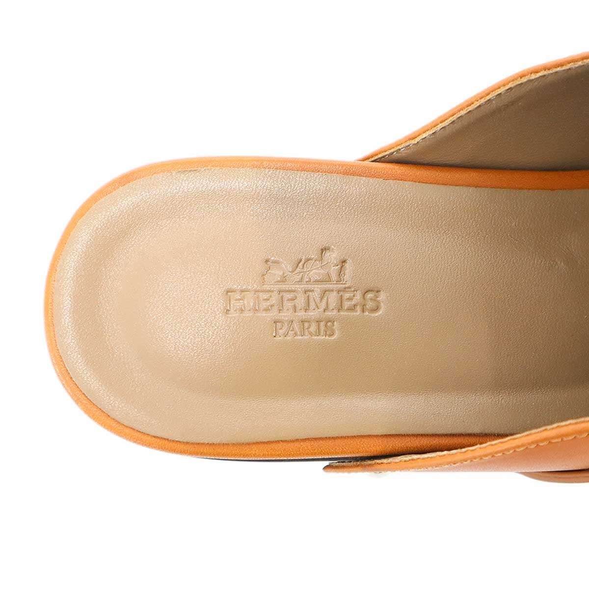 Hermes Carlotta Mule Sabo Kelly Sandals Brown — view 5