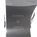 Hermes Carlotta Mule Sabo Logo Kelly Sandals Gray Black — view 6