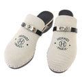 Hermes Carlotta Mule Sabo Logo Kelly Sandals Gray Black