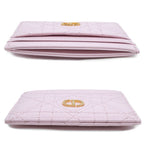 Dior Logo Rhinestone Card Case Pink Heart Quilted Leather Gold — view 3