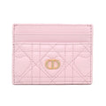 Dior Logo Rhinestone Card Case Pink Heart Quilted Leather Gold