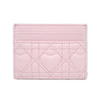 Dior Logo Rhinestone Card Case Pink Heart Quilted Leather Gold — view 2