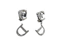 Dior Earrings Silver Metal Rhinestone Clip on