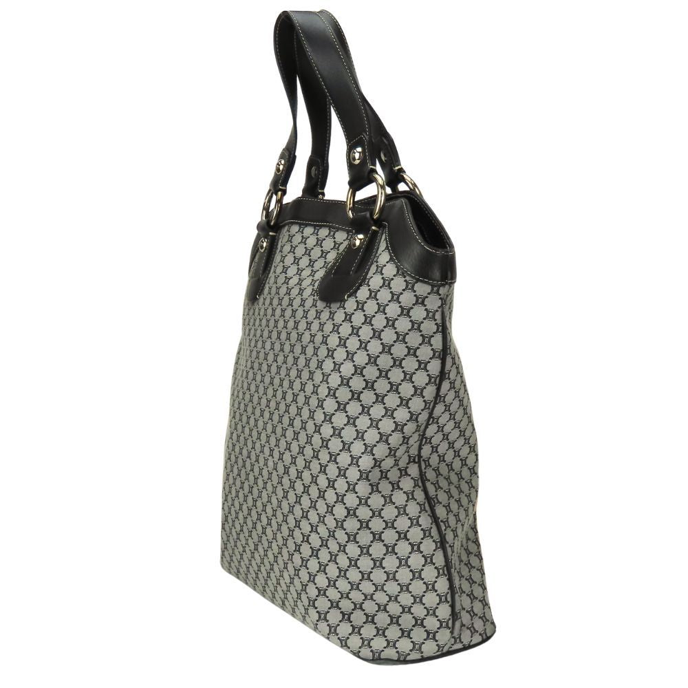 Celine Tote Macadam Canvas Leather Gray Black Vertical — view 2