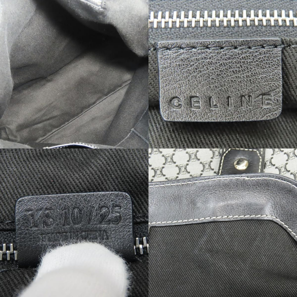 Celine Tote Macadam Canvas Leather Gray Black Vertical — view 8