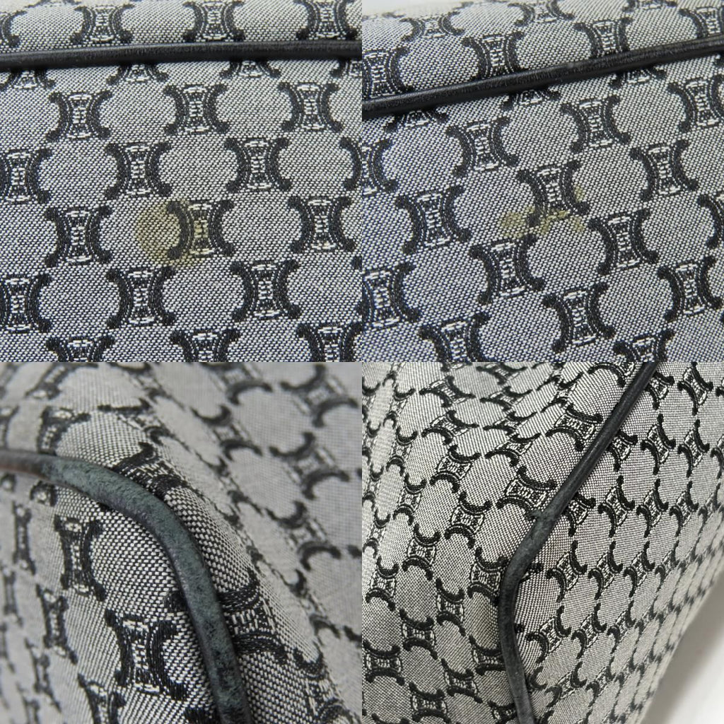 Celine Tote Macadam Canvas Leather Gray Black Vertical — view 6