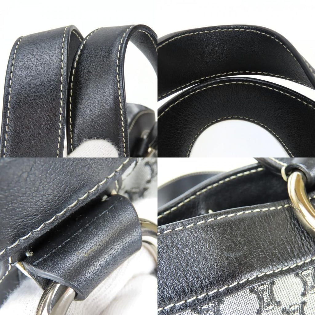 Celine Tote Macadam Canvas Leather Gray Black Vertical — view 7