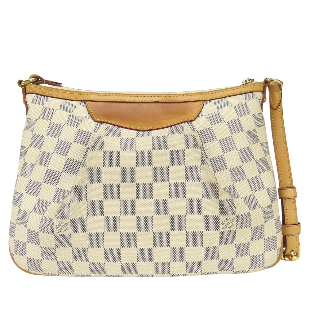 Louis Vuitton Shoulder Bag Syracuse PM Damier Azur Leather White Crossbody — view 3