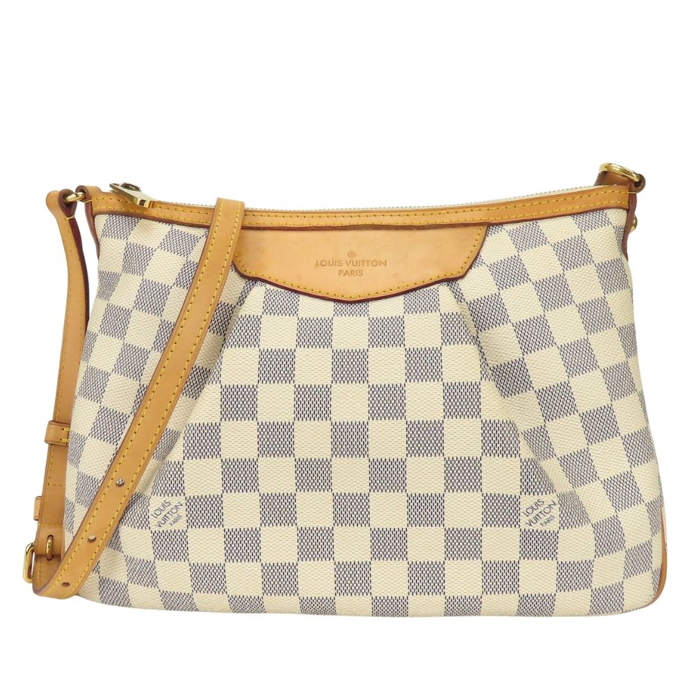 Louis Vuitton Shoulder Bag Syracuse PM Damier Azur Leather White Crossbody