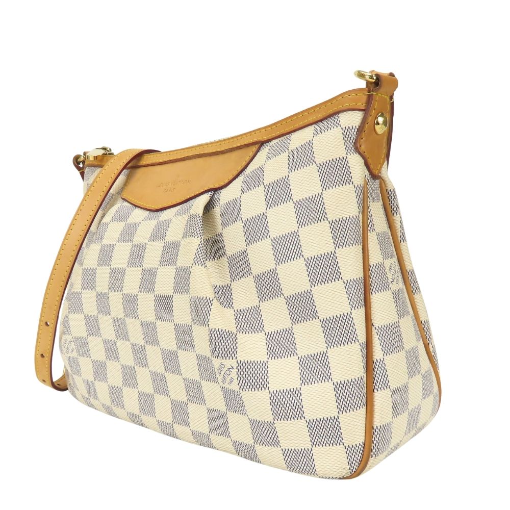 Louis Vuitton Shoulder Bag Syracuse PM Damier Azur Leather White Crossbody — view 2