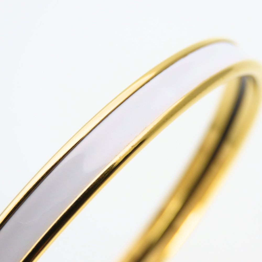 Hermes Bracelet Uni Enamel Metal White Gold Bangle Plated — view 7