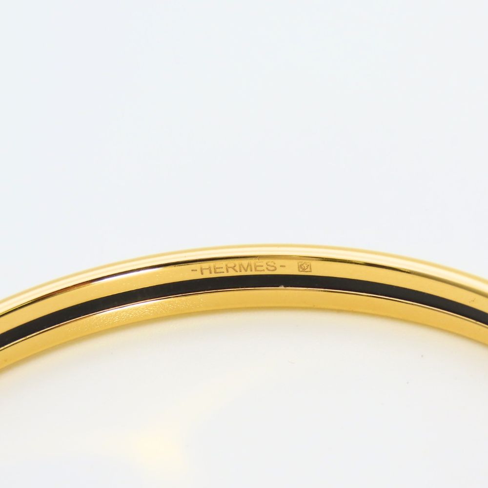 Hermes Bracelet Uni Enamel Metal White Gold Bangle Plated — view 5