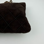 Chanel CC Logo Quilted Chain Shoulder Bag Brown Suede No 5 Vintage — view 8