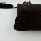 Chanel CC Logo Quilted Chain Shoulder Bag Brown Suede No 5 Vintage — view 7