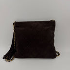 Chanel CC Logo Quilted Chain Shoulder Bag Brown Suede No 5 Vintage — view 3