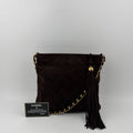 Chanel CC Logo Quilted Chain Shoulder Bag Brown Suede No 5 Vintage