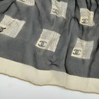 Chanel CC Logo Scarf Silk Gray Vintage — view 7