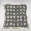 Chanel CC Logo Scarf Silk Gray Vintage