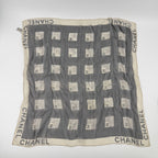 Chanel CC Logo Scarf Silk Gray Vintage