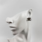 Chanel CC Logo Single Pierced Earrings Rhinestone Silver Vintage — view 2