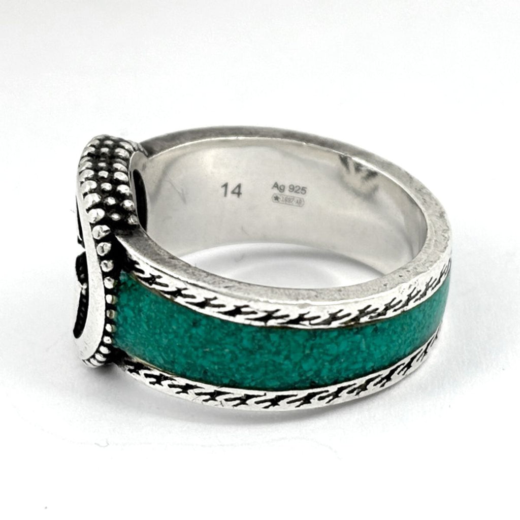Gucci Interlocking Ring 925 Sterling Silver Green — view 3