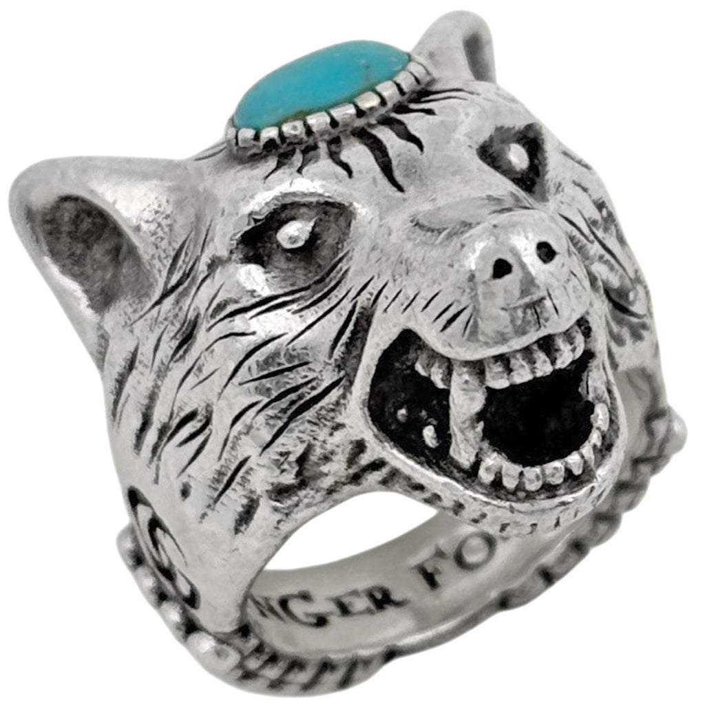 Gucci Anga Forest Wolf Head Ring 925 Sterling Silver